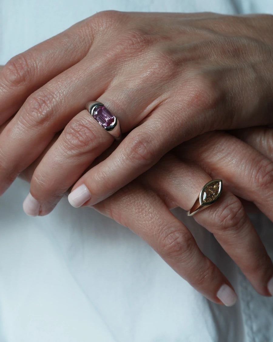 Marquise Champagne Diamond Signet