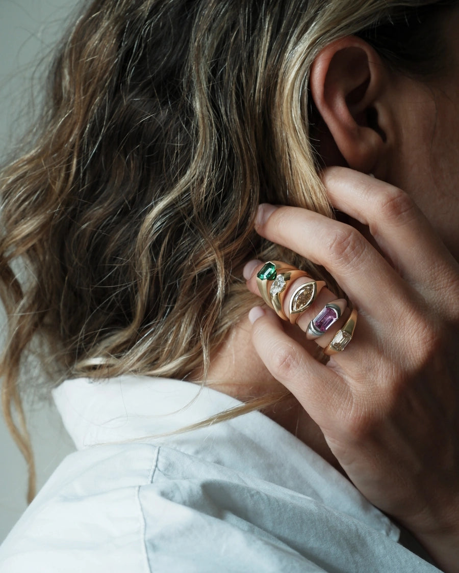 Marquise Champagne Diamond Signet