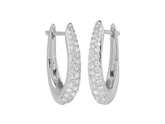 Pave Diamond Hoop Earrings in 18ct Gold