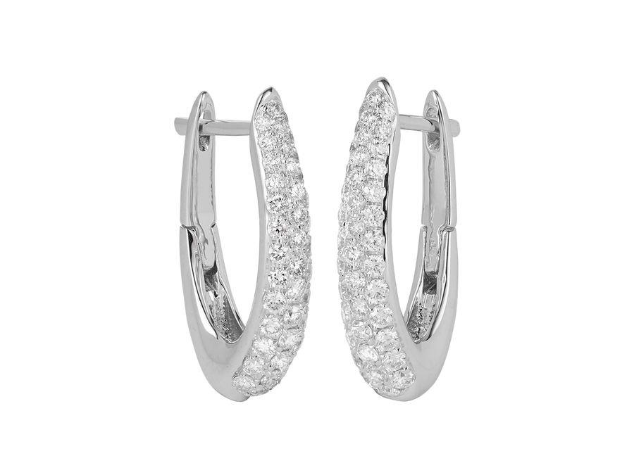 Pave Diamond Hoop Earrings in 18ct Gold