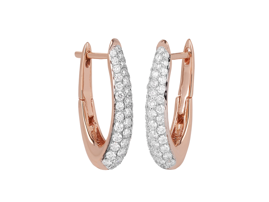 Pave Diamond Hoop Earrings in 18ct Gold