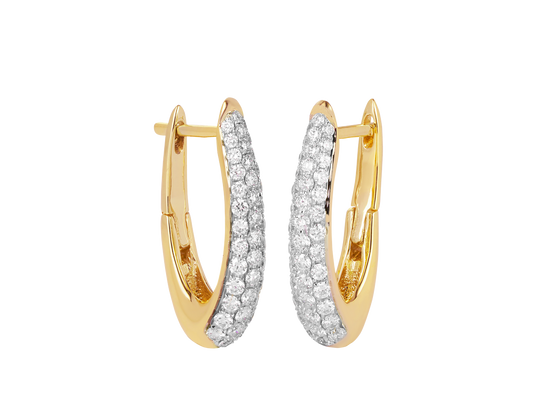 Pave Diamond Hoop Earrings in 18ct Gold