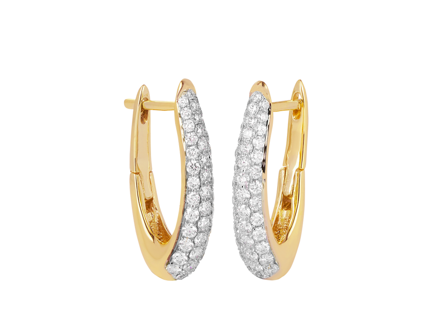 Pave Diamond Hoop Earrings in 18ct Gold