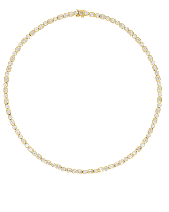 13ct Diamond Duo Bezel Set Tennis Necklace in 18ct Gold
