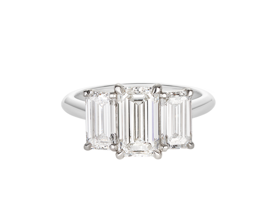 AG.03 | Emerald Cut Diamond Trilogy Engagement Ring