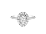 A.G oval cut diamond halo setting with half round band.