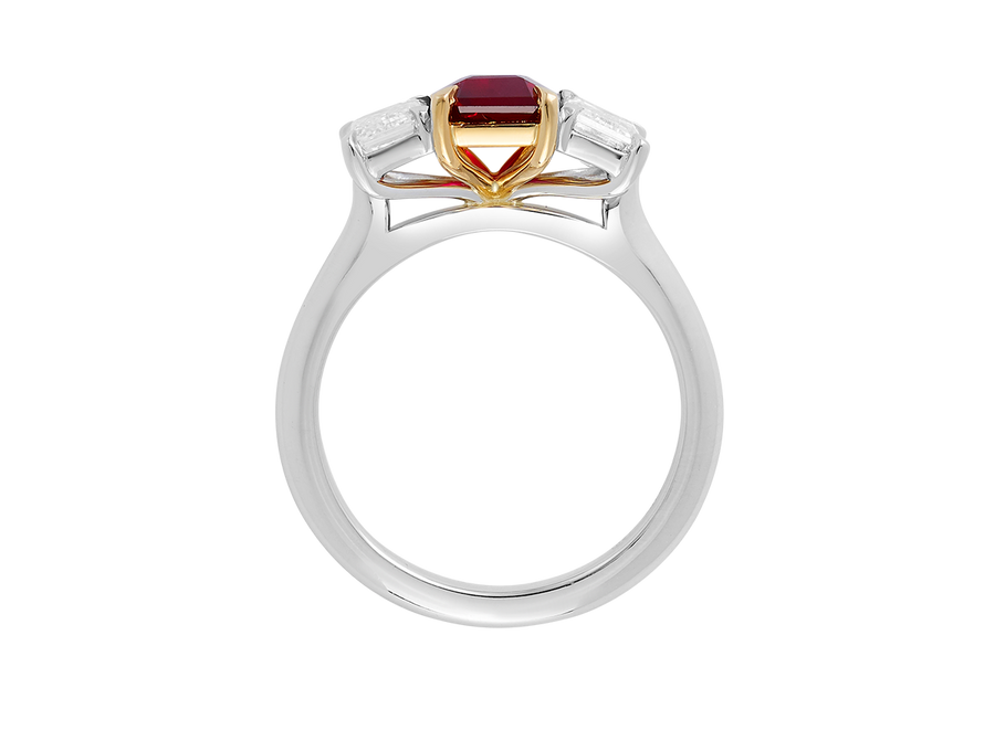 Ruby and Diamond Trilogy Ring in 18ct Gold