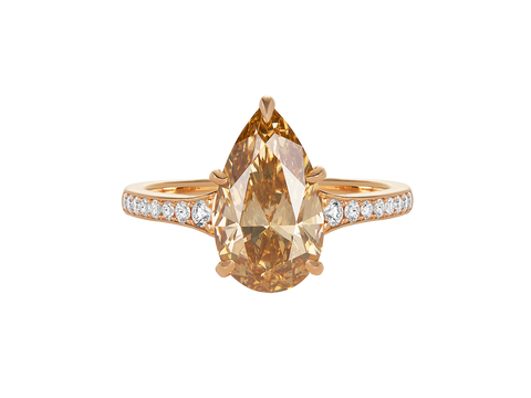 Pear shaped champagne diamond 2025 ring