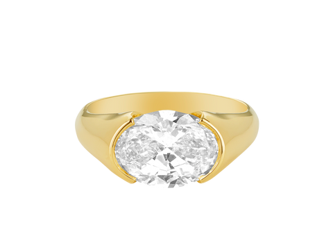 Oval Diamond Signet Ring