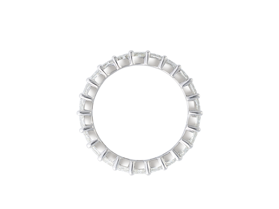 A.G Designer Jeweller signature share claw style radiant cut diamond eternity band. 