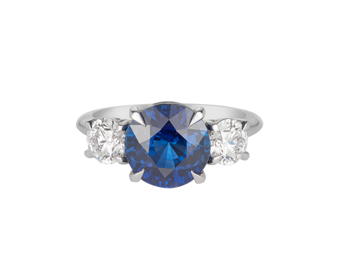 Royal Blue Sapphire Trilogy Ring
