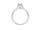 Front view of A.G oval cut diamond solitaire four claw setting with a half round band.