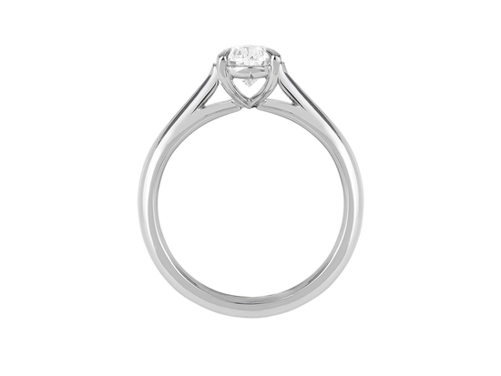A.G pear cut diamond solitaire four claw setting with a half round band.