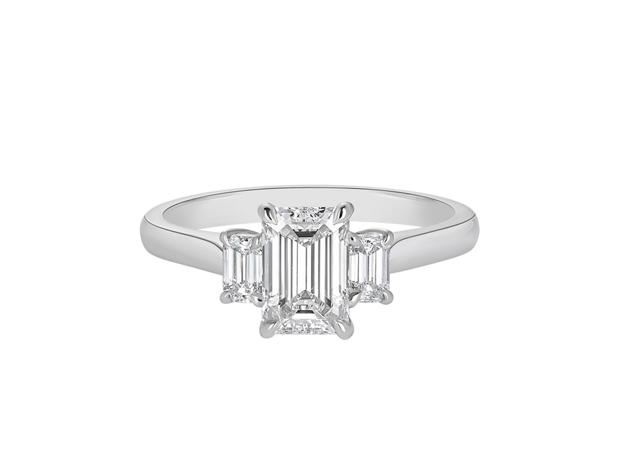 AG.03 | Emerald Cut Diamond Trilogy Engagement Ring