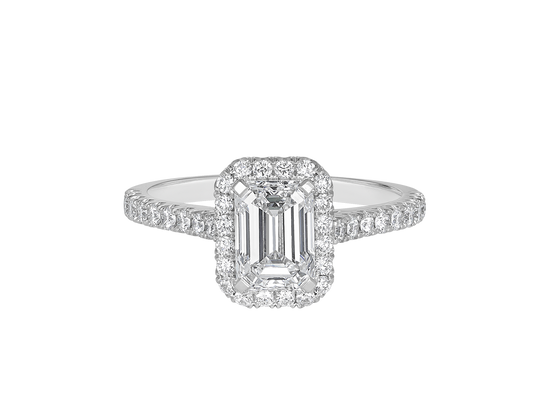 AG.22 | Emerald Cut Diamond Halo Engagement Ring
