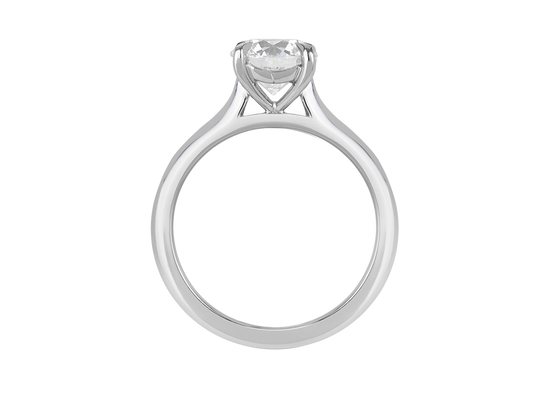 A.G round brilliant cut diamond four claw setting with a half round band.
