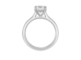 Front view of A.G round brilliant cut diamond four claw setting with a half round band.