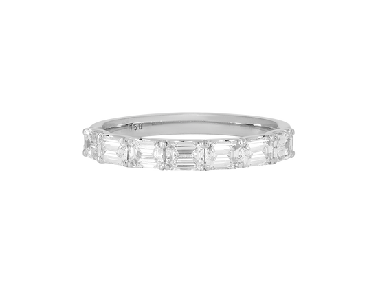 W.08 | Scallop Set Emerald Cut Diamond Wedding Band