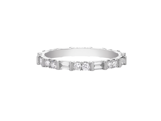 W.14 | Baguette and Double Round Diamond Wedding Band