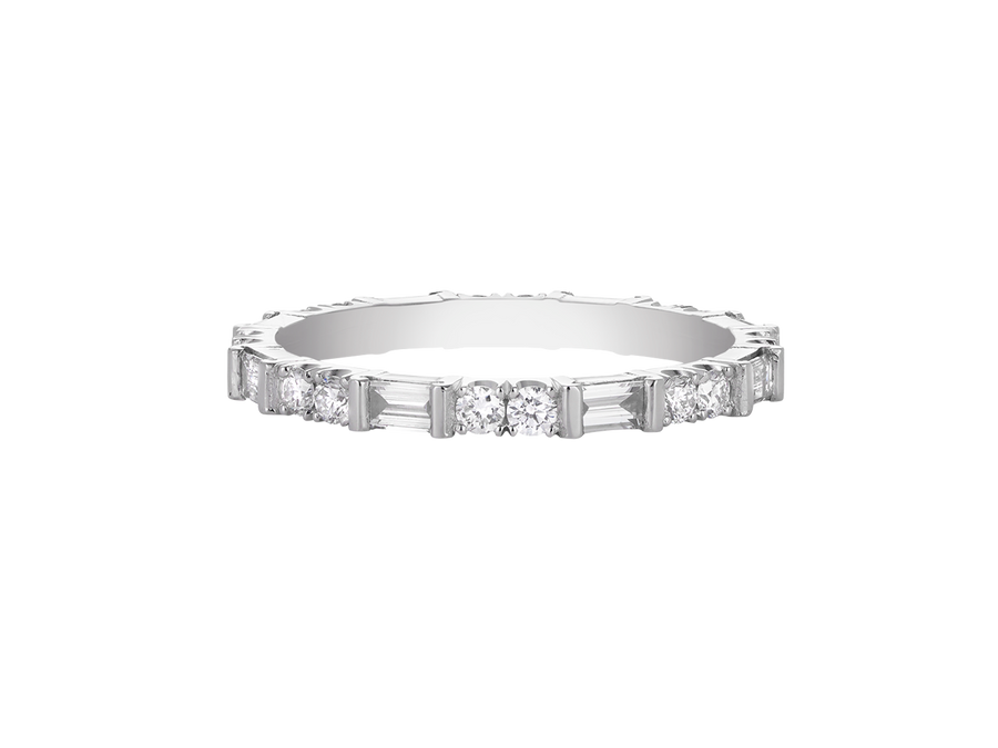 W.14 | Baguette and Double Round Diamond Wedding Band
