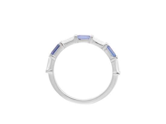 W.15 | Baguette Diamond and Blue Sapphire Wedding Band