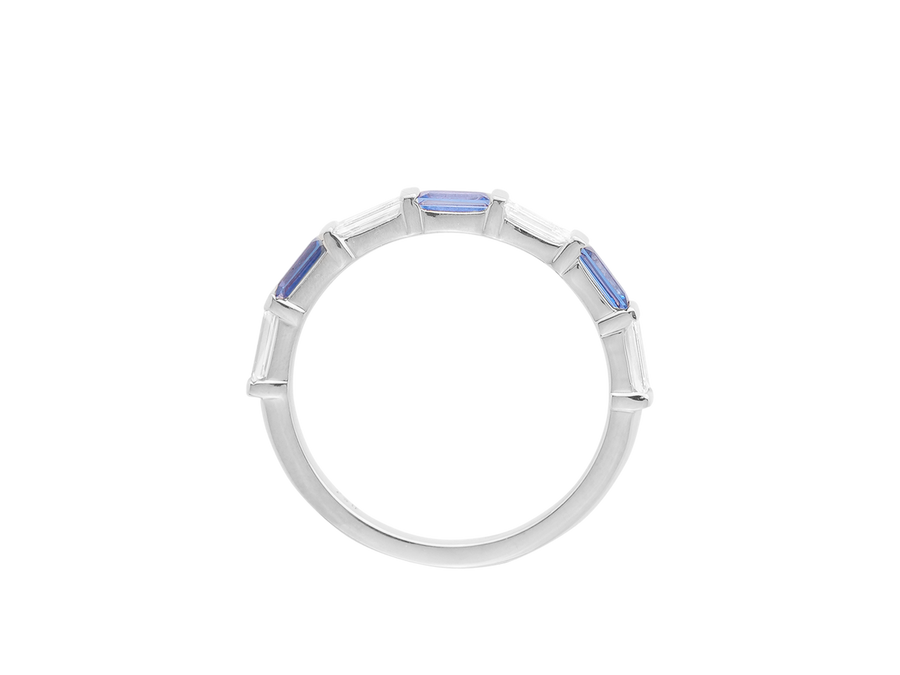W.15 | Baguette Diamond and Blue Sapphire Wedding Band