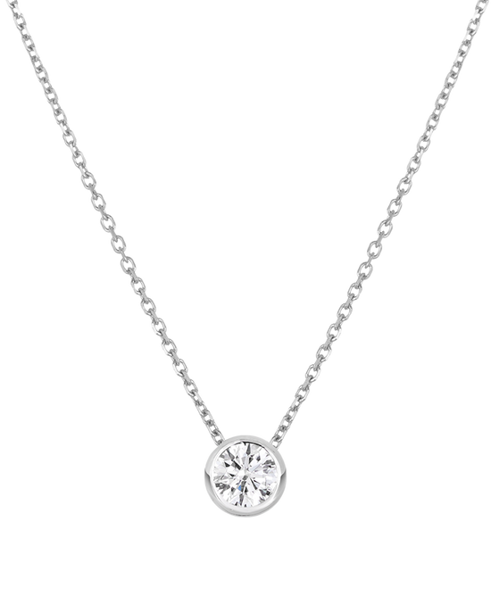 Petite Diamond Bezel Set Pendant Necklace