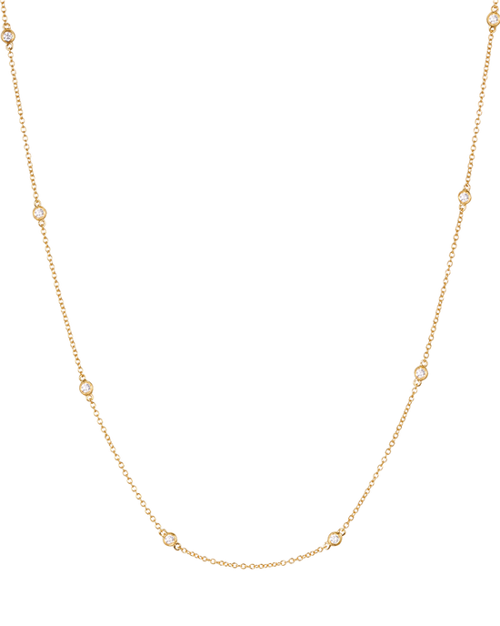 Diamond Station Chain Necklace in 18ct Gold