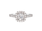A.G cushion cu diamond halo setting with split bead half diamond band.