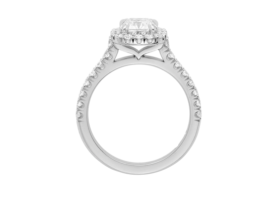 A.G cushion cu diamond halo setting with split bead half diamond band.