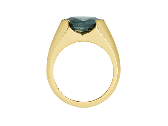 A.G custom signet ring with a Royal green sapphire.